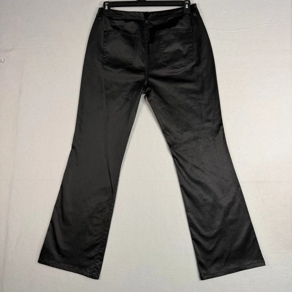 Chico's Satin Bootcut Pants Size 8 Black Stretch 5-Pocket Dress Trousers Regular